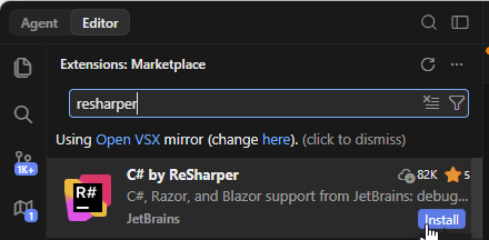 Install ReSharper in Devin Desktop