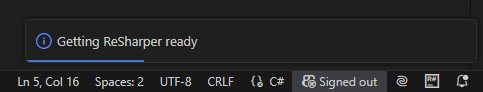 ReSharper is downloading its platform-specific backend ReSharper is downloading its platform-specific backend