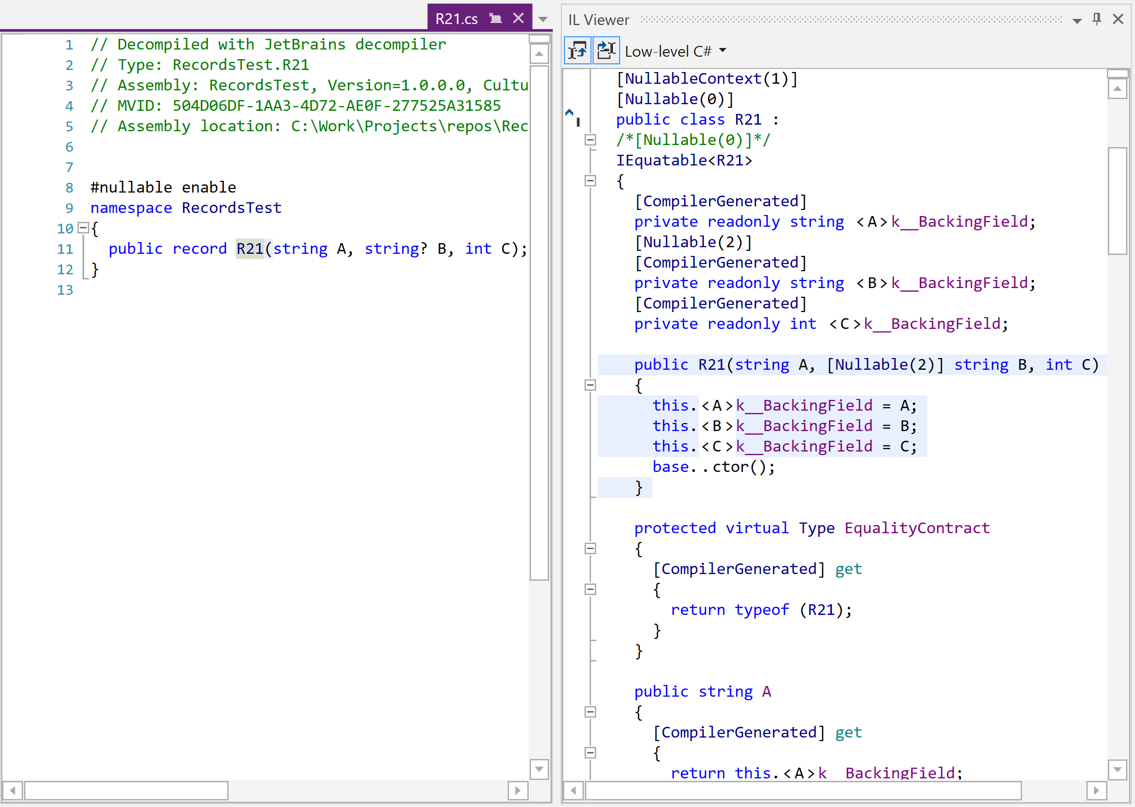 dotPeek: 元の C# コードと低レベルの C# コードの比較 dotPeek: 元の C# コードと低レベルの C# コードの比較