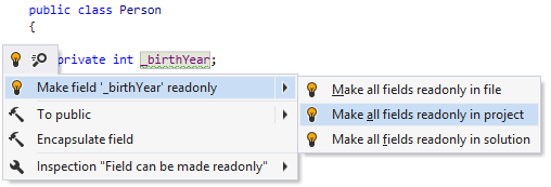 Make field readonly quick-fix Make field readonly quick-fix