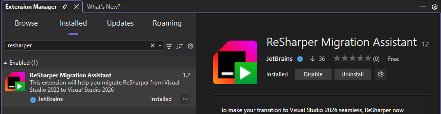 ReSharper Migration Assistant extension in Visual Studio ReSharper Migration Assistant extension in Visual Studio