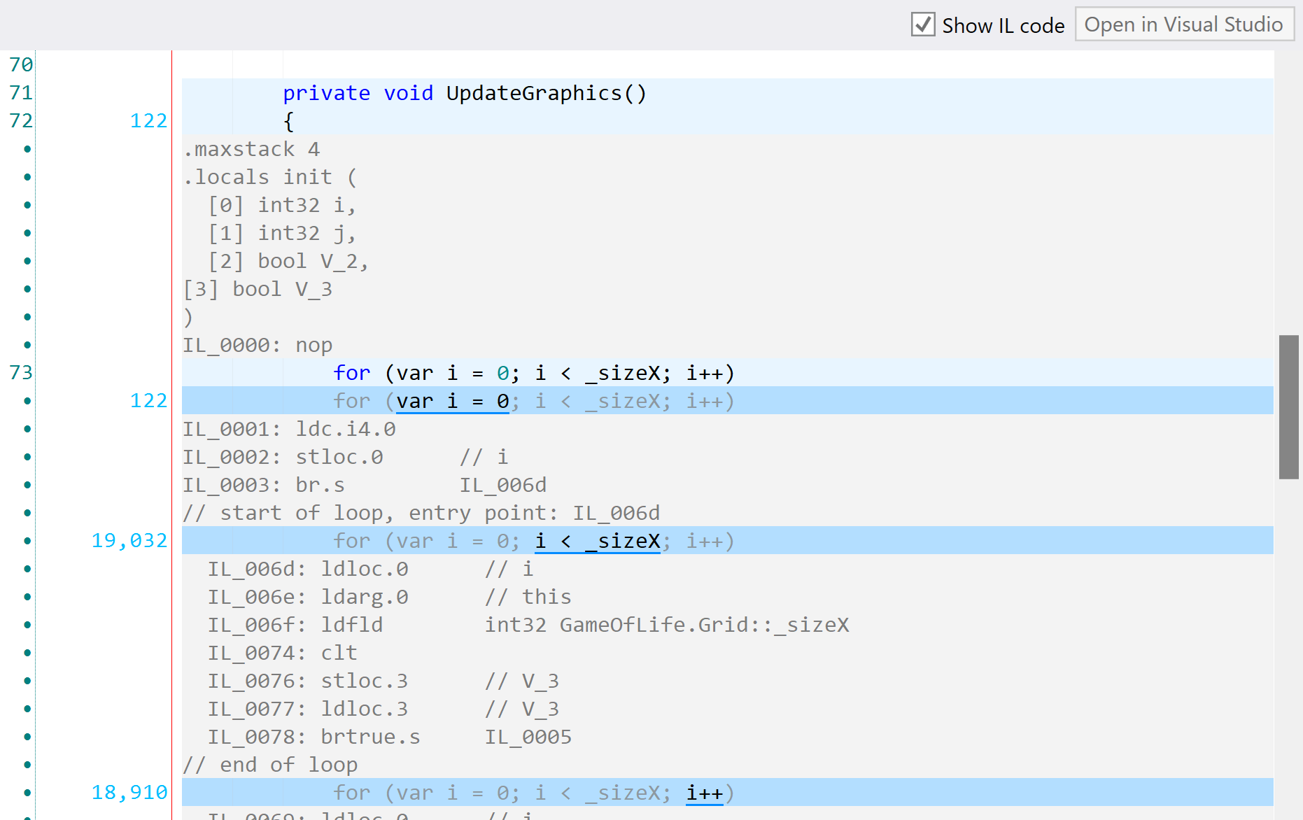 dotTrace Viewer のソースビュー dotTrace Viewer のソースビュー