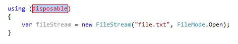 ReSharper: Surrounding statments with 'using' ReSharper: Surrounding statments with 'using'