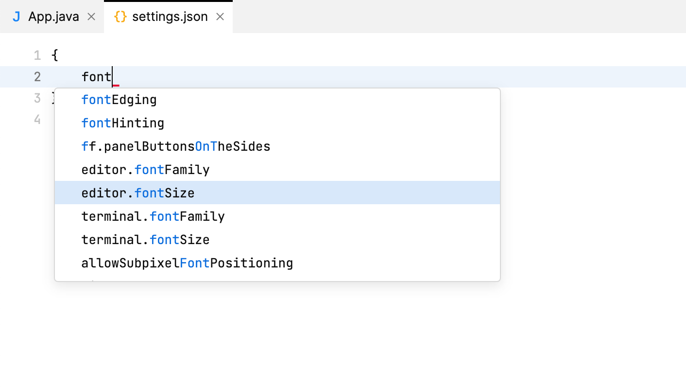 Editing settings in settings.json