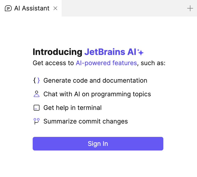 Sign in button in the AI Assistant tool