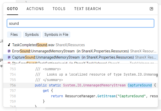 JetBrains Fleet: Find code items in C#