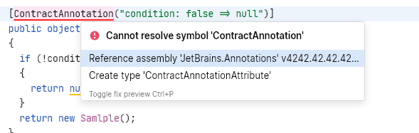 Quick-fix for adding reference to the JetBrains.Annotations module Quick-fix for adding reference to the JetBrains.Annotations module