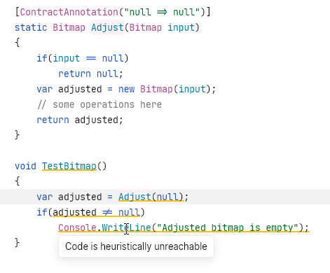 JetBrains Fleet's code inspection based on contract annotation