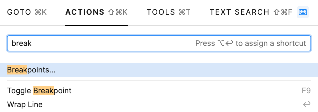 Searching for breakpoints tool in Goto