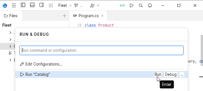 JetBrains Fleet: Run .NET console application