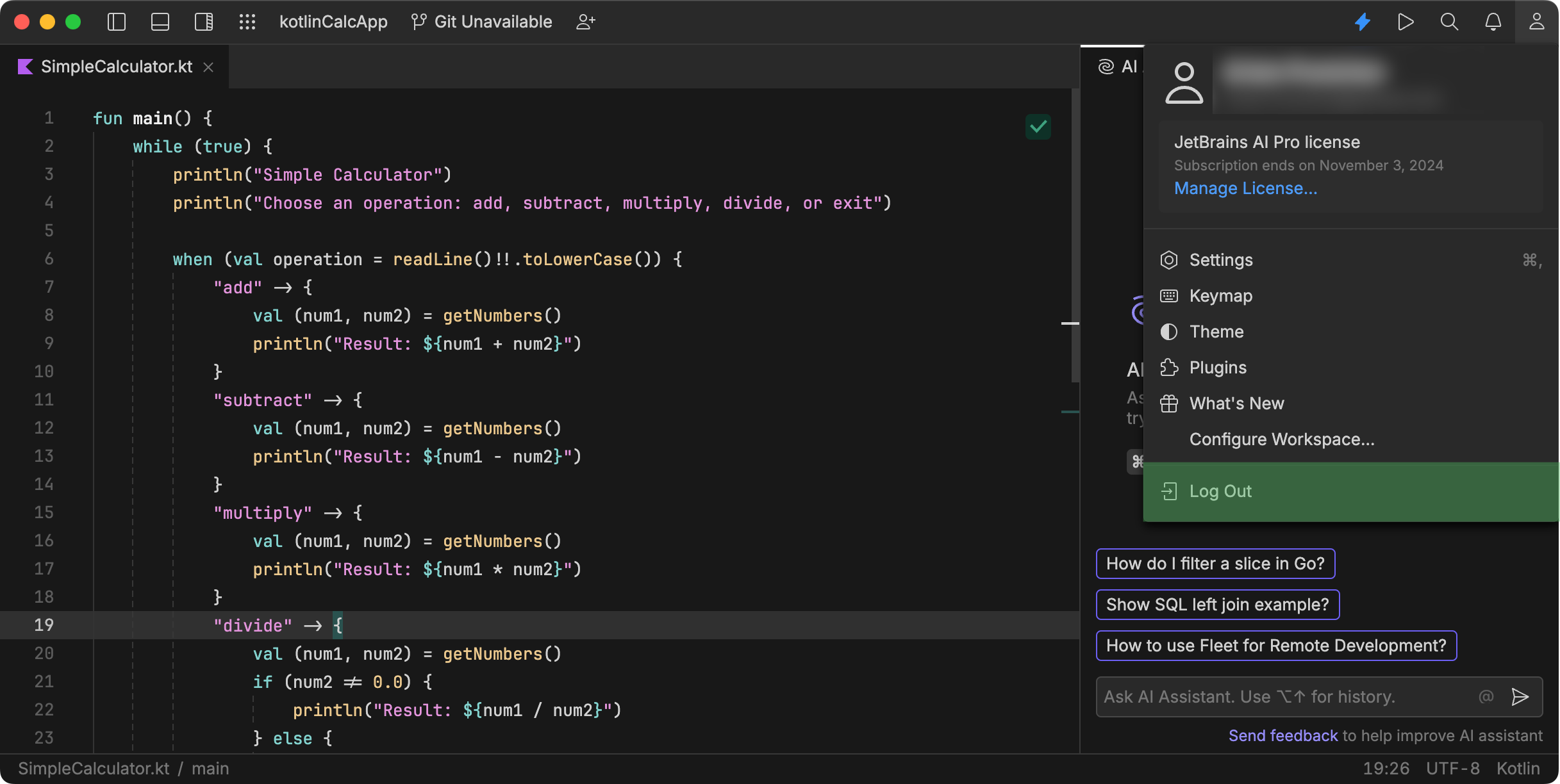 AI Assistant JetBrains Fleet Documentation