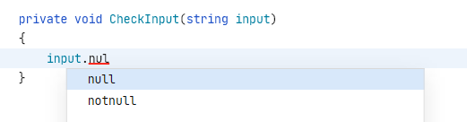 Applying postfix template for null-check