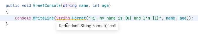 Redundant call to string formatting method