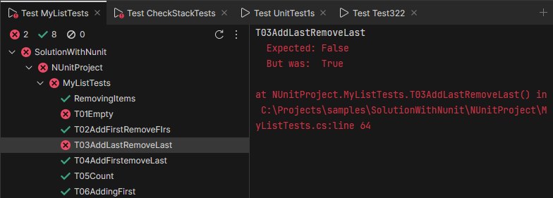 JetBrains Fleet: Unit test execution results