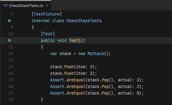 JetBrains Fleet shows action indicators for unit tests in the editor