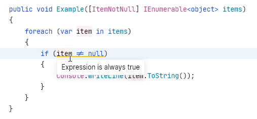 Redundant nullability check for collection item