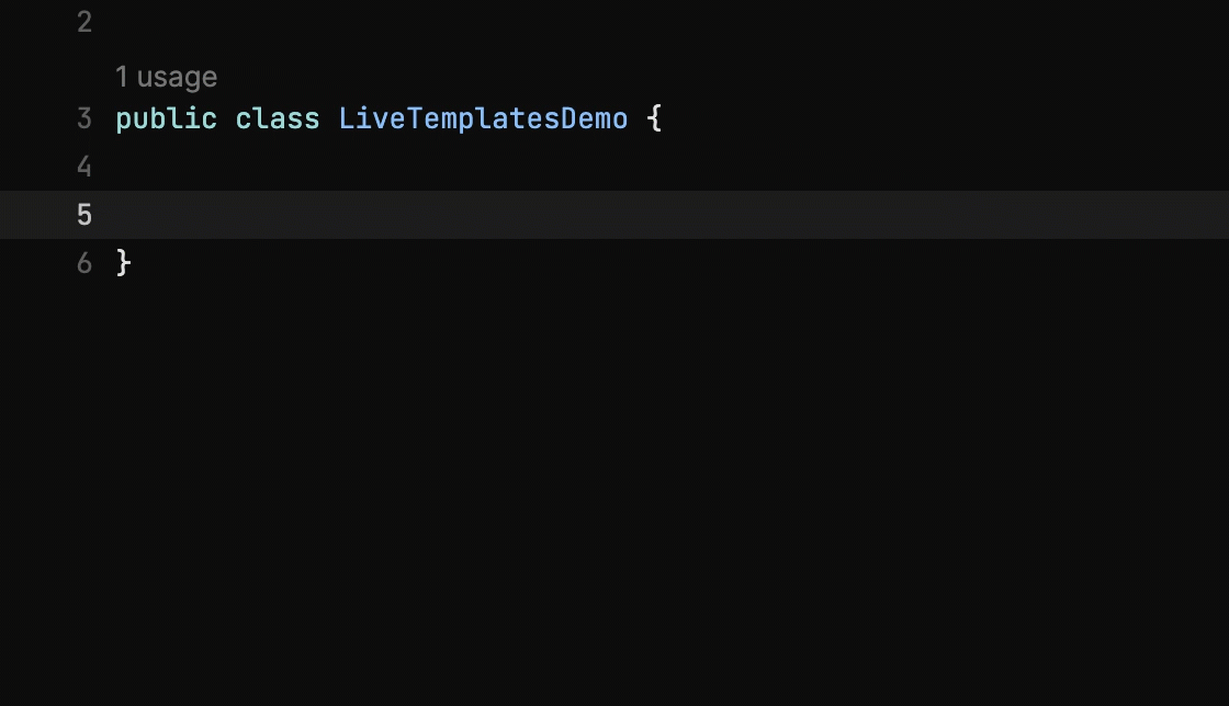 List of Java live templates | JetBrains Fleet Documentation