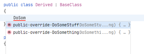 JetBrains Fleet: Completion suggestion for method override