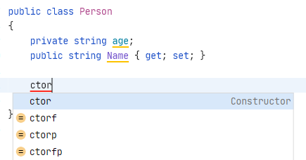 JetBrains Fleet: IntelliSense for generating constructors.