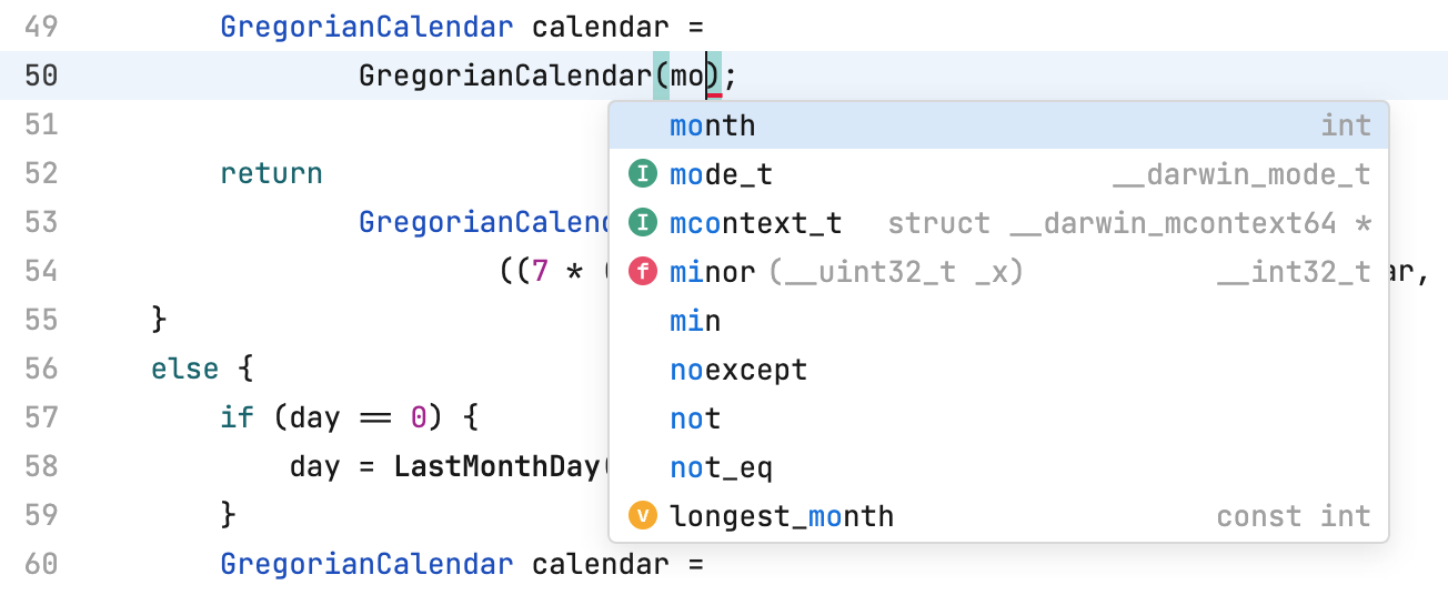 Code completion for C++ Code completion for C++