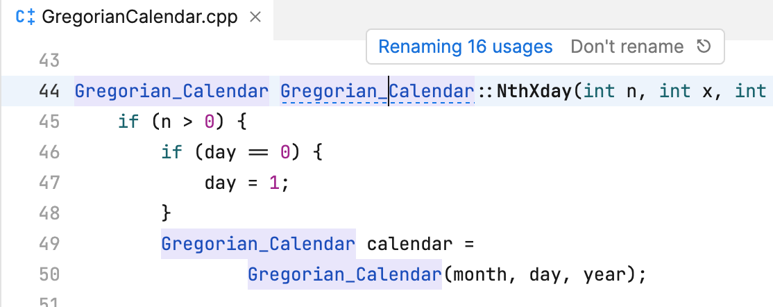 Renaming a symbol Renaming a symbol