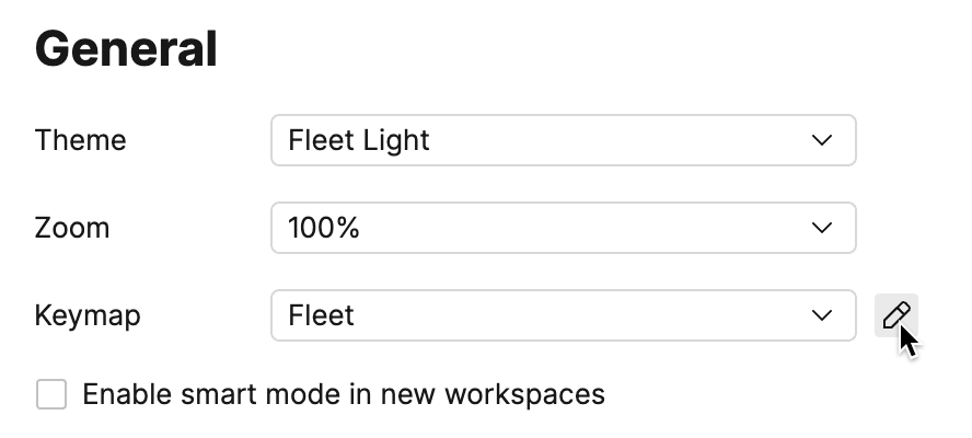 Edit keymap icon in settings