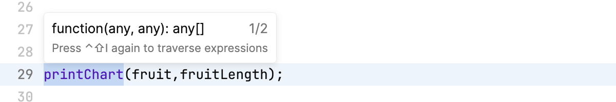 A popup with type information A popup with type information