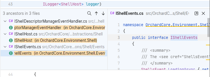 JetBrains Fleet: Go to base classes and interfaces in C#