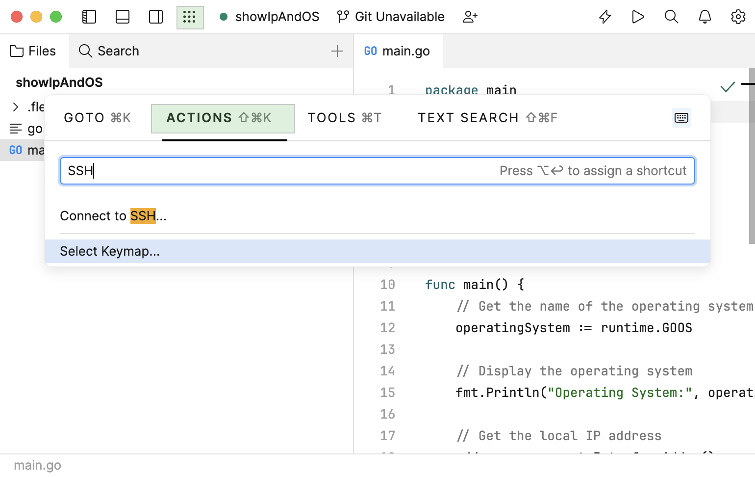 Connect to SSH from tools