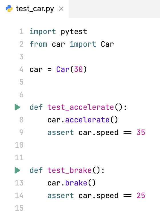 Gutter icons for pytest tests