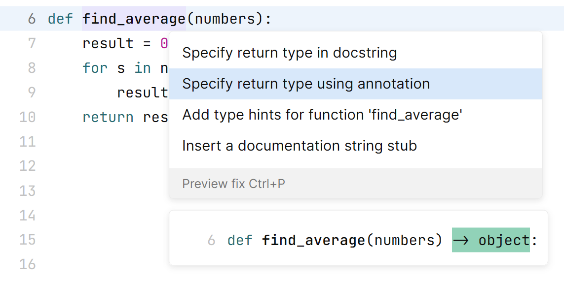 Code actions preview