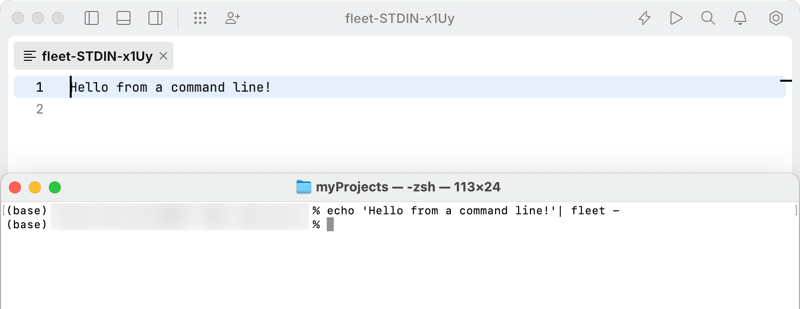 Direct the standard output (stdout) of a command line