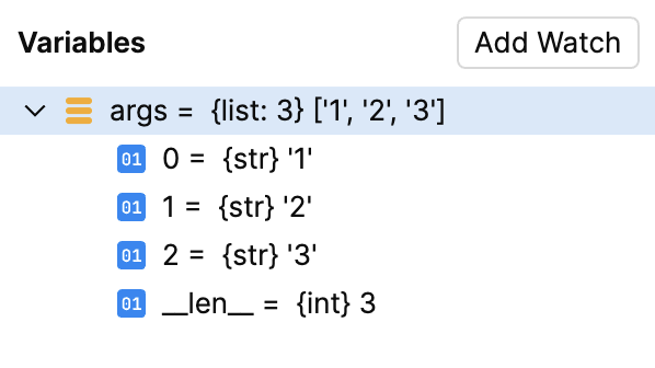 Fleet python variables panel