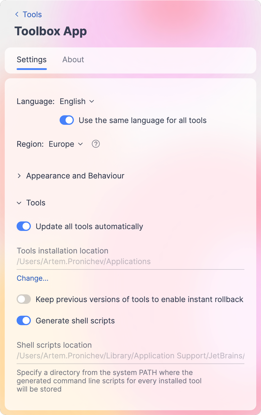 Shell scripts location