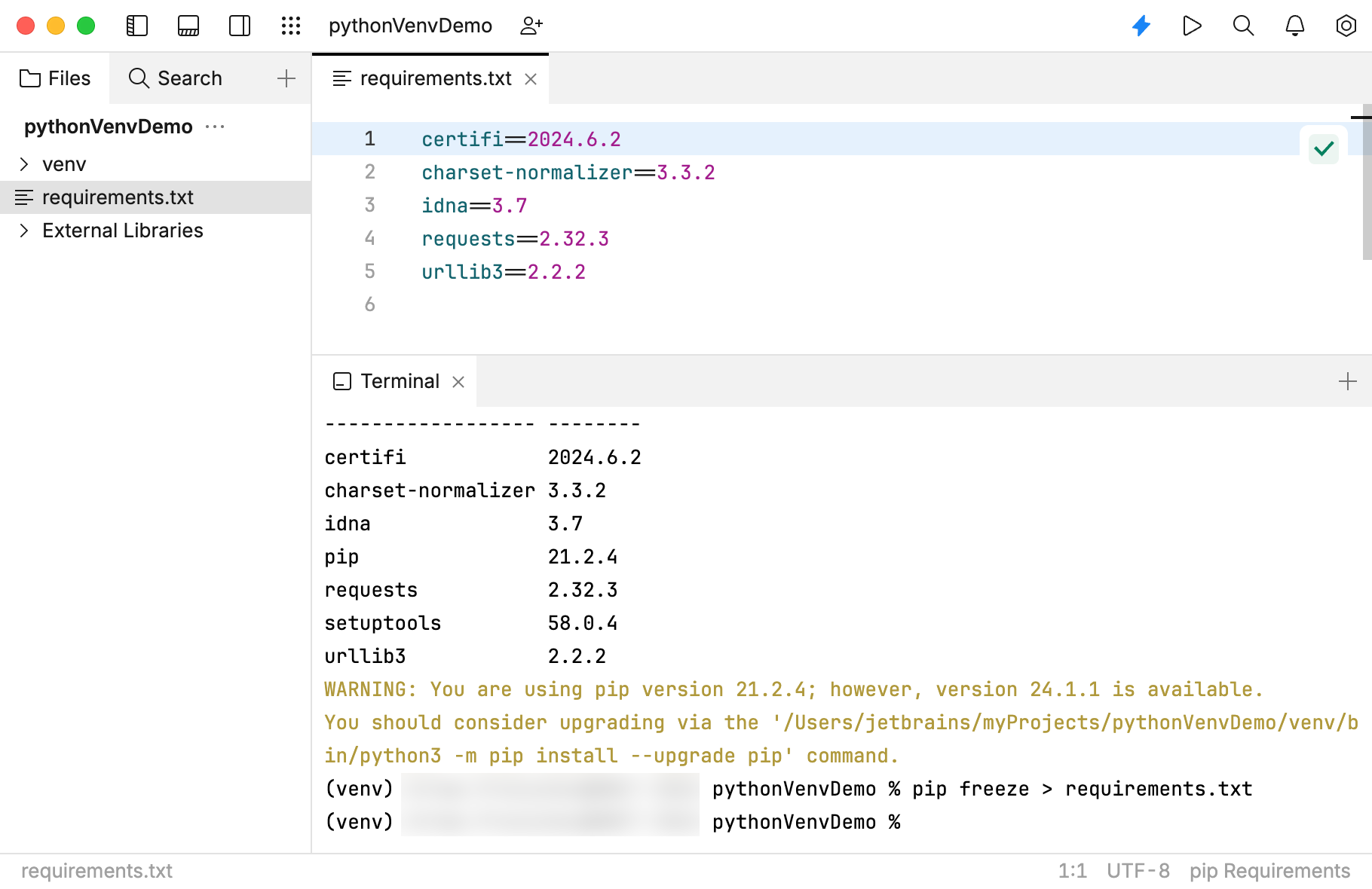 Capture installed dependencies