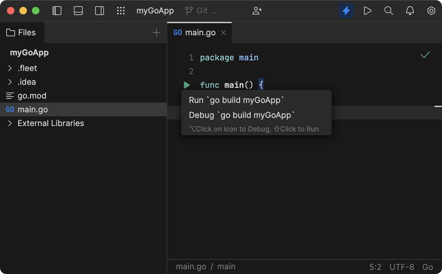 Run Go code | JetBrains Fleet Documentation