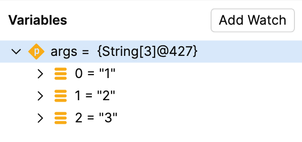 Fleet java variables panel