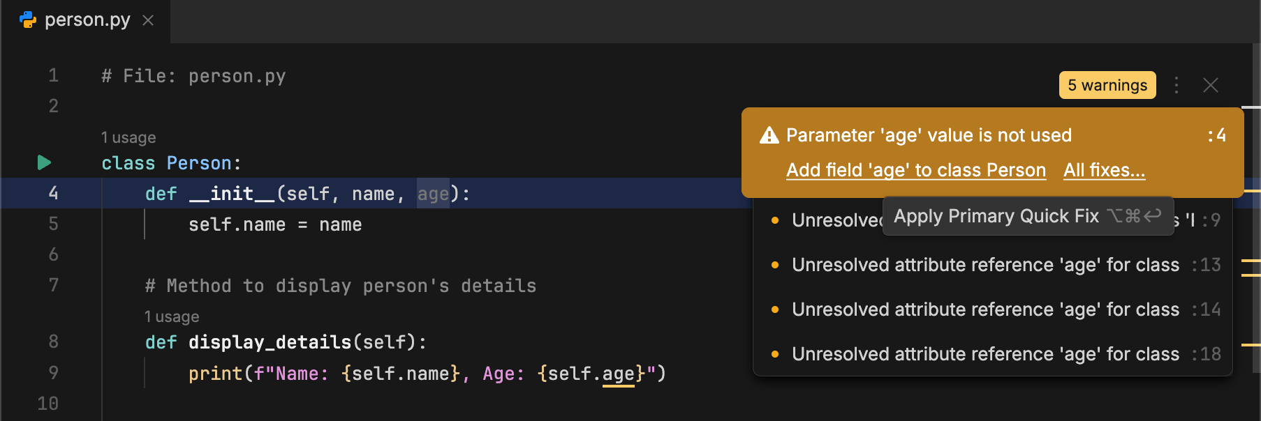 Coding assistance in Python | JetBrains Fleet Documentation