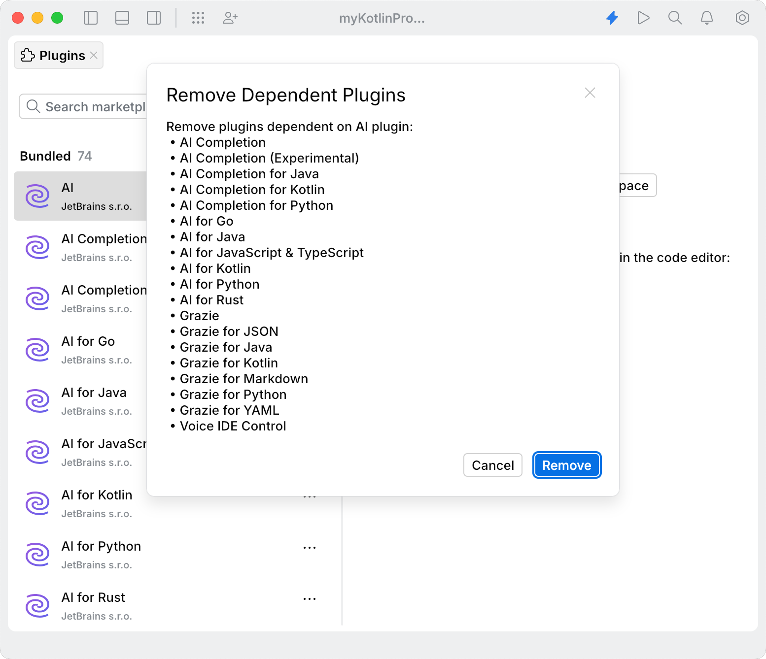 Remove Dependent Plugins