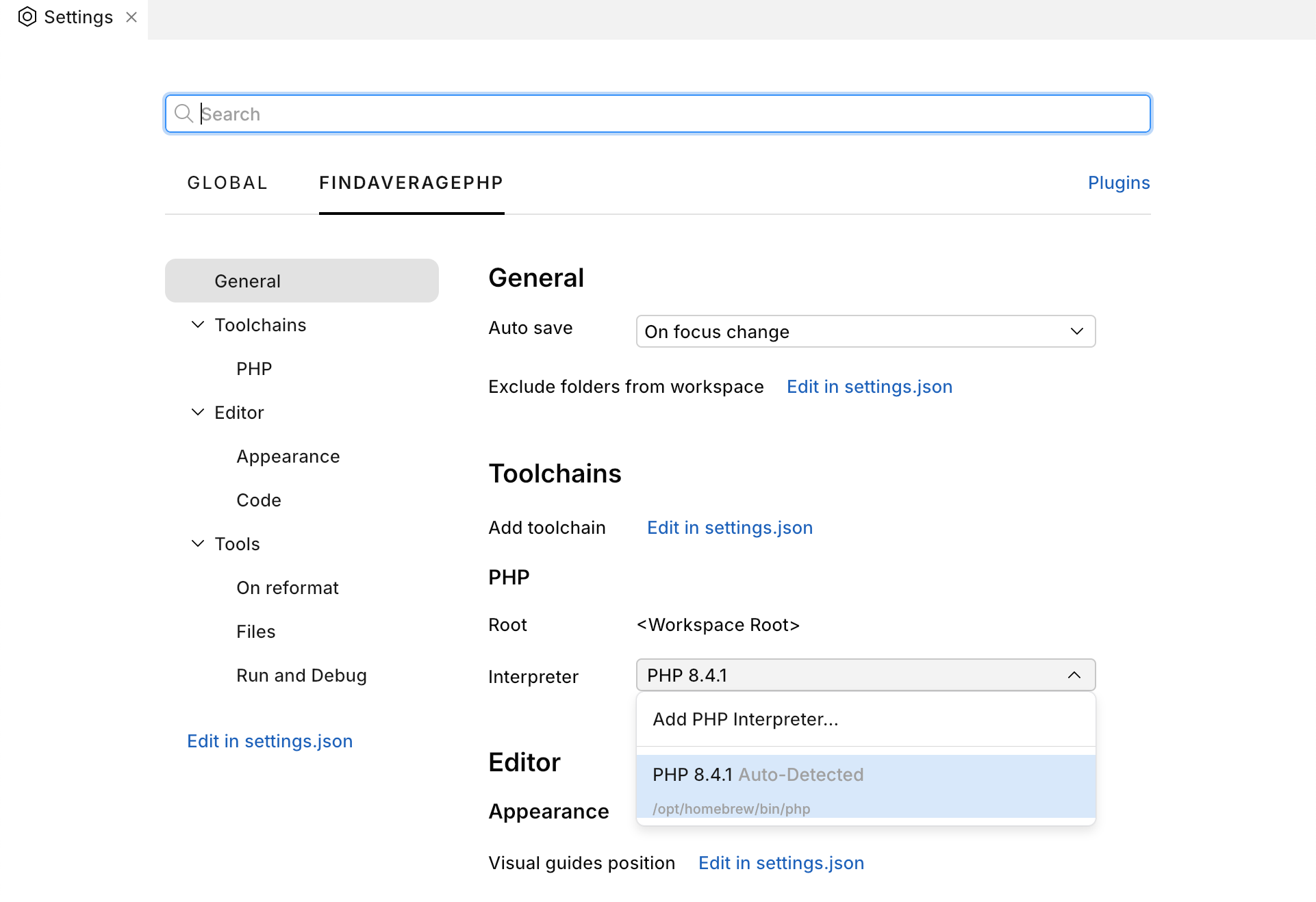 Selecting the PHP interpreter