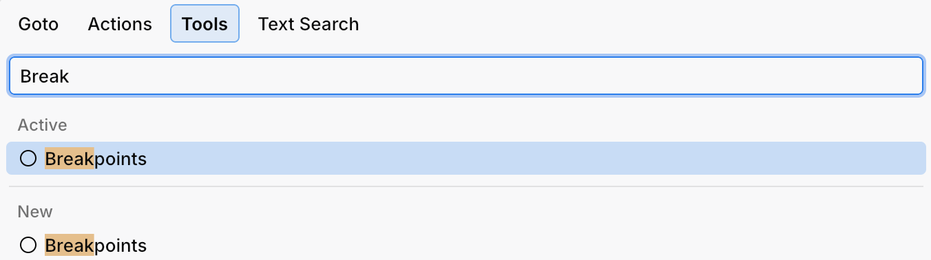 Searching for breakpoints tool in Goto