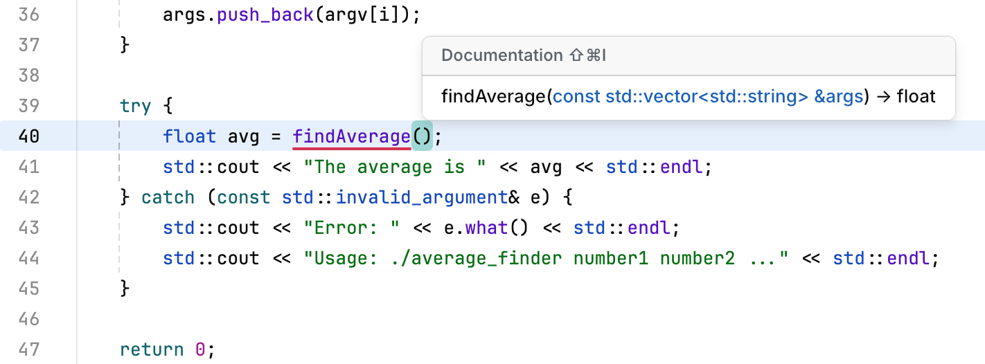 Parameter info for C++