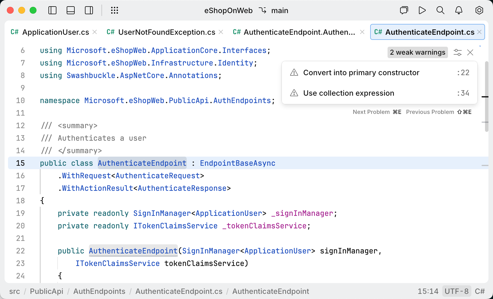 JetBrains Fleet: Code inspection in the editor JetBrains Fleet: Code inspection in the editor