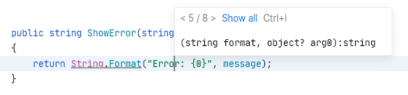 JetBrains Fleet: Parameter information in C# JetBrains Fleet: Parameter information in C#