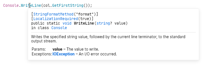JetBrains Fleet: Quick documentation in C# JetBrains Fleet: Quick documentation in C#