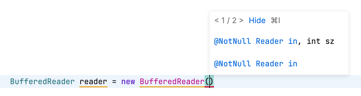 A popup with parameter information A popup with parameter information