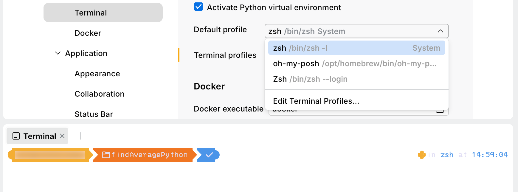 Configure the shell