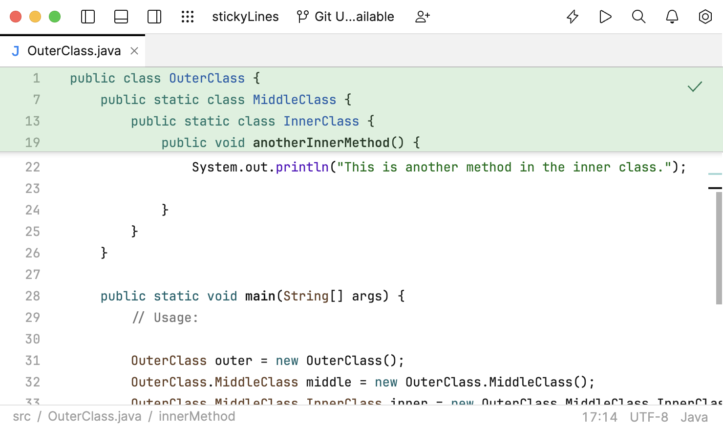 JetBrains Fleet: Sticky lines in the editor JetBrains Fleet: Sticky lines in the editor