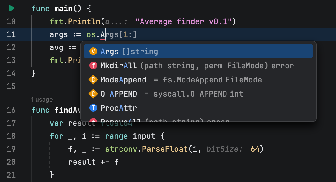 Coding assistance in Go | JetBrains Fleet Documentation
