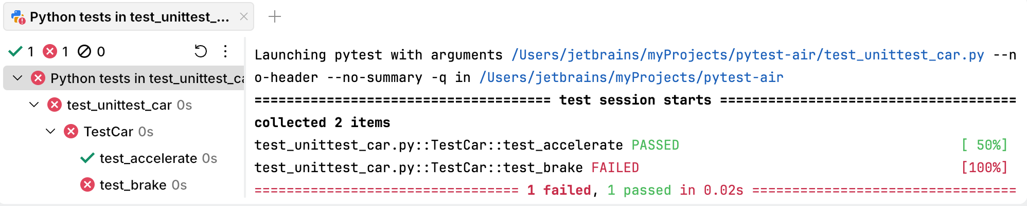 Unittest results in terminal Unittest results in terminal